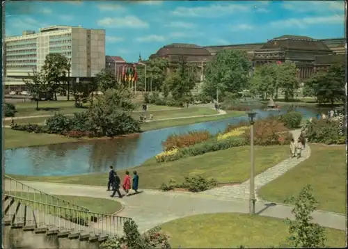 Ansichtskarte Leipzig Schwanenteich, Hotel "Stadt Leipzig", Hauptbahnhof 1968