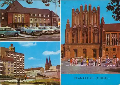 Ansichtskarte Frankfurt (Oder) Hauptbahnhof, Oberpromenade, Rathausgiebel 1976