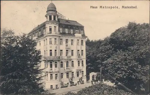 Ansichtskarte Marienbad Mariánské Lázně Haus Metropol b Eger Cheb 1924