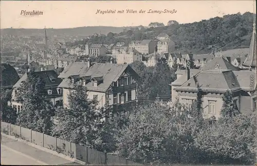 Ansichtskarte Pforzheim Nagoldtal, Villen - Lamey-Straße 1919 