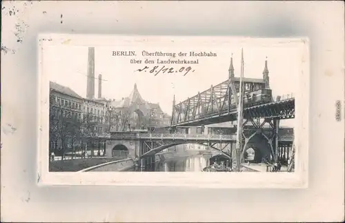 Kreuzberg-Berlin Überführung der Hochbahn über den Landwehrkanal 1909 