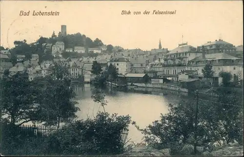Ansichtskarte Bad Lobenstein Blick von der Felseninsel 1911 