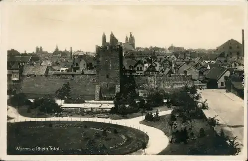 Ansichtskarte Ansichtskarte Worms Straßenpartie an der Stadt 1929 