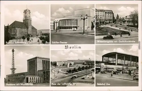 Charlottenburg-Berlin 6 Bild: Funkturm, Rathaus  Platz der Luftbrücke 1953