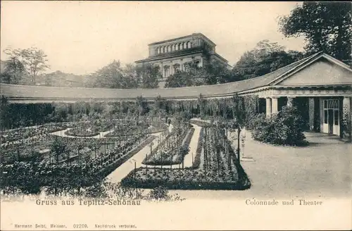 Ansichtskarte Teplitz - Schönau Teplice Collonade und Theater 1905 