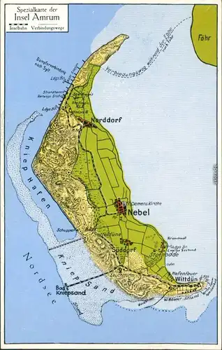 Ansichtskarte Insel Amrum Spezialkarte Insel Amrum 1928 