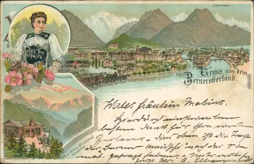 Ansichtskarte Berner Oberland Litho 3 Bild: Berneroberland 1898 