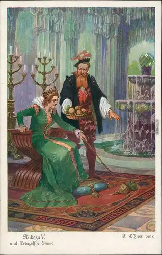 Ansichtskarte  Felix Elßner - Rübezahl und Prinzessin Emma 1908