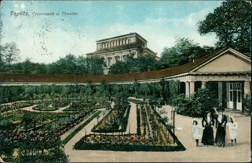 Teplitz - Schönau Teplice Frauen mit Kindern an der Collonade 1909 