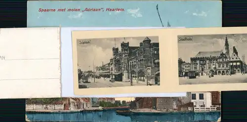 Ansichtskarte Haarlem Windmühle - Leporello Straße und Park Nordhollland 1916