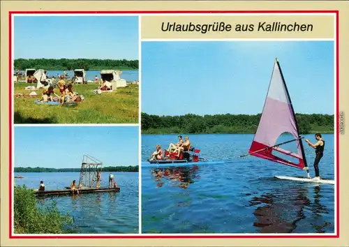 Kallinchen-Zossen Liegewiese, Badestelle, Surfer auf dem See 1989