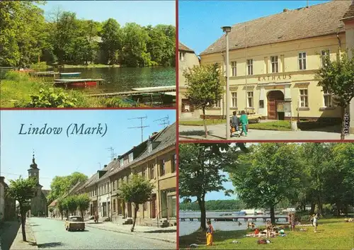 Lindow (Mark) Wutzsee, Rathaus, Straße des Friedens, Freibad am Gudelacksee 1990