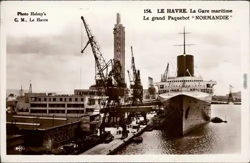 Ansichtskarte Le Havre Hafen - Dampfer und Kräne 1930 