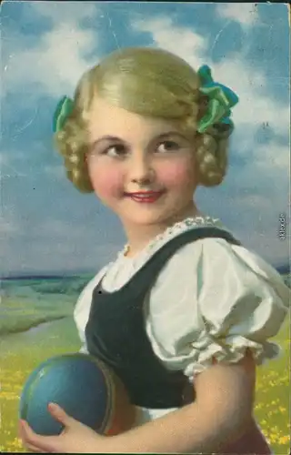 Ansichtskarte  Künstlerkarte: Mädchen mit Ball 1921