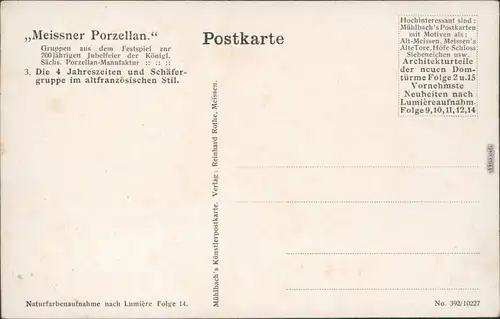 Meißen Meissner Porzellan - Die 4 Jahreszeiten  xx 200 jährigen Jubelfeier 1910