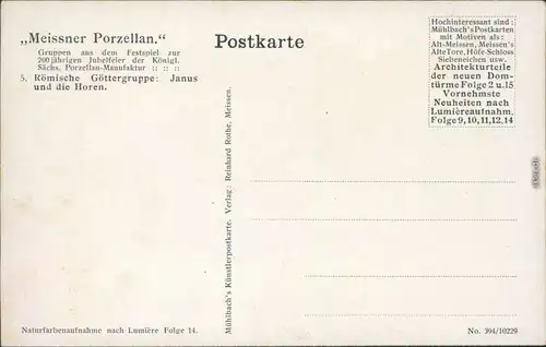 Meissner Porzellan  Meißen Römische Göttergruppe: Janus und die Horen 1910