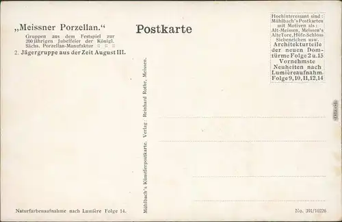 Meissner Porzellan Meißen 2. Jägergruppe aus der Zeit August III.   x 1910