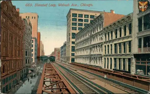 Chicago "The Windy City" Elevated Loop Wabash Avenue 1912 