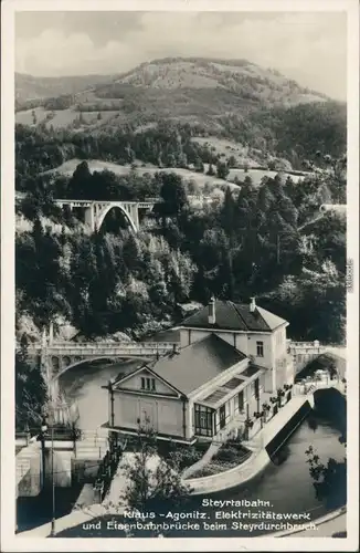 Agonitz Steyertalbahn Klaus-Agonitz, Elektrizitätswerk  Eisenbahnbrücke   1932