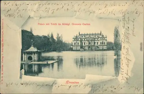 Ansichtskarte Dresden Schwanenhaus und Großes Palais - Großer Garten 1900 