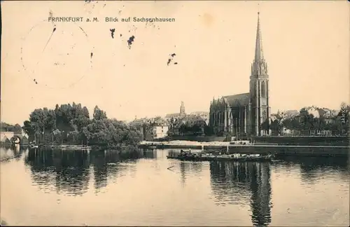 Sachsenhausen Frankfurt am Main Blick auf SPromenade und Kirche 1914