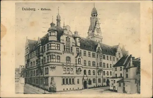 Ansichtskarte Duisburg Partie am Rathaus 1913 
