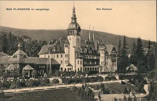 Ansichtskarte Bad Flinsberg Świeradów-Zdrój Partie am Kurhaus 1914 