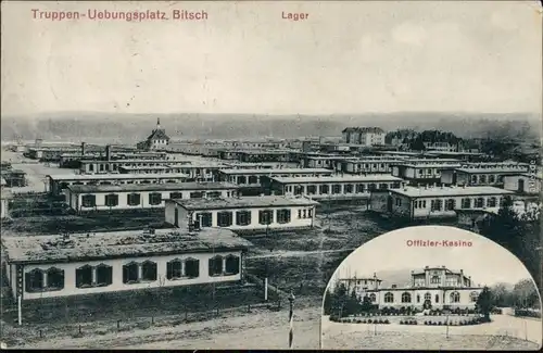 Ansichtskarte Bitsch Bitche 2 Bild: Lage und Offizierskasino 1913 