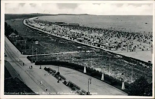 Swinemünde Świnoujście Promenade und Strand vom Kurhausturm 1933 