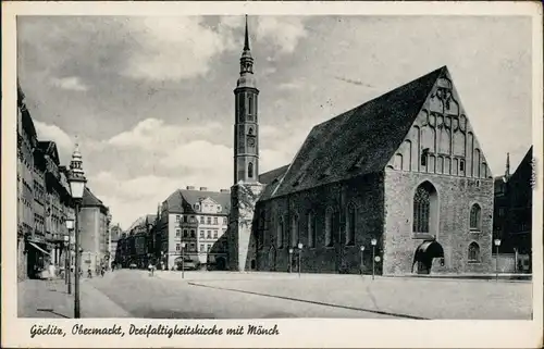Ansichtskarte Görlitz Zgorzelec Obermarkt und Dreifaltigkeitskirche 1940 