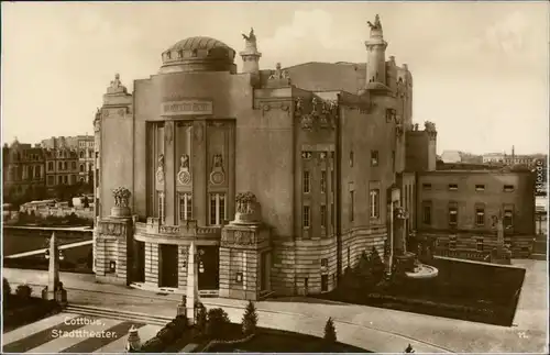 Ansichtskarte Cottbus Choćebuz Partie am Stadttheater 1930 