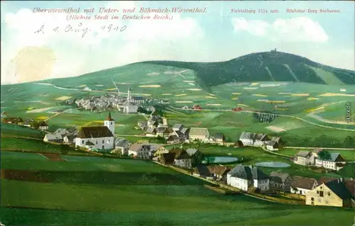 Ansichtskarte Oberwiesenthal Blick auf die Stadt 1912 