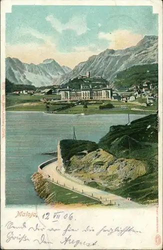Ansichtskarte Maloja-Stampa Blick auf die Stadt - Straße 1906 