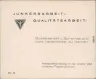 Werbekarte  Flugzeug  Junkers arbeit Qualitätsarbeit 1933
