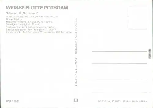 Ansichtskarte Potsdam Weiße Flotte Potsdam - Salonschiff Sanssouci 1982