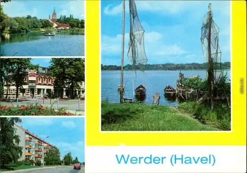 Werder (Havel) Überblick, Ernst-Thälmann-Straße, Fischerboote und Netze 1979