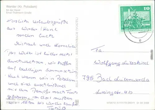 Werder (Havel) Überblick, Ernst-Thälmann-Straße, Fischerboote und Netze 1979