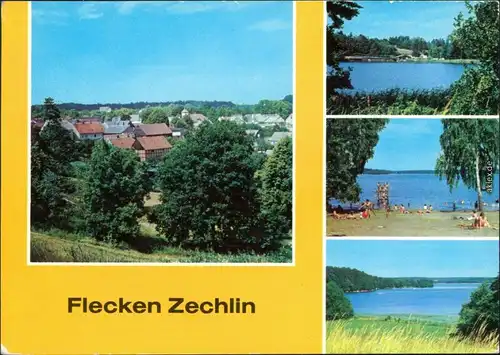 Flecken Zechlin Teilansicht, Schwarzer See, Großer Zechliner See 1981