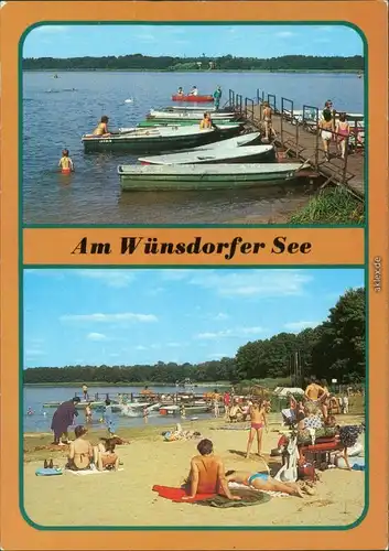 Ansichtskarte Zossen Großer Wünsdorfer See - Bootssteg und Badestrand 1988