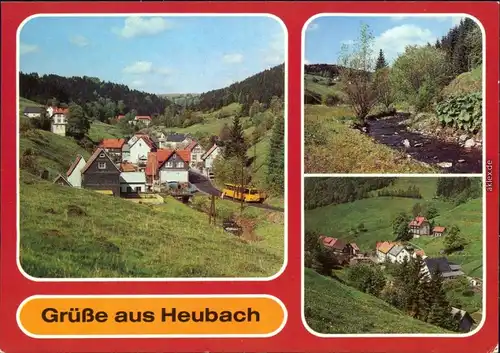 Ansichtskarte Einsiedel-Masserberg Ortsmotiv, Bach, Überblick 1986