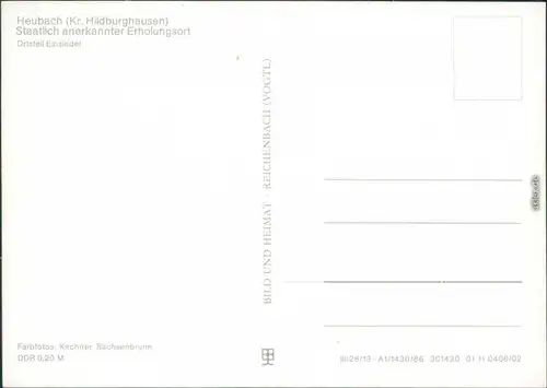 Ansichtskarte Einsiedel-Masserberg Ortsmotiv, Bach, Überblick 1986
