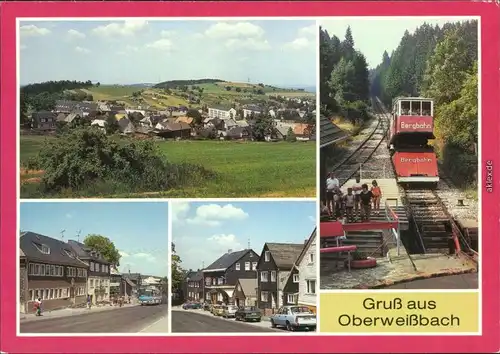 Oberweißbach Übersicht, Aufsatzswagen am Bahnhof , Sonneberger Straße 1986