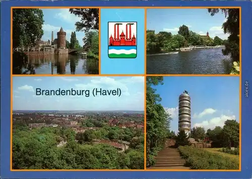Brandenburg an der Havel Steintor mit Steintorbrücke, Blick  Friedenswarte 1986