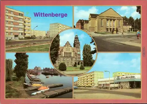 Wittenberge Perleberger Straße, Kulturhaus, Hafen, HO-Kaufhalle, Rathaus 1981