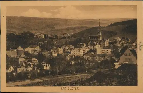 Ansichtskarte Bad Elster Panoramablick mit Kirche 1921