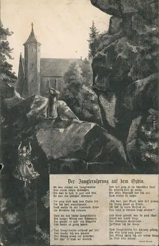 Ansichtskarte Oybin Jungfernsprung auf dem Oybin 1910