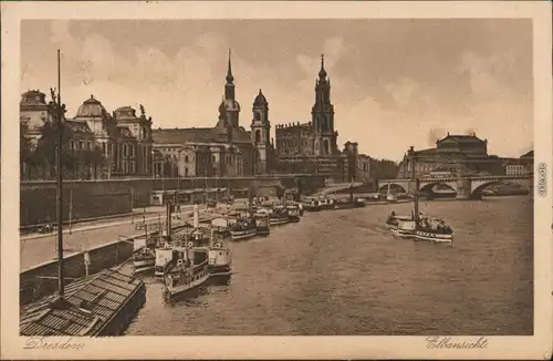 Dresden Dampferanlegestelle mit Brühlsche Terrasse / Terassenufer 1927