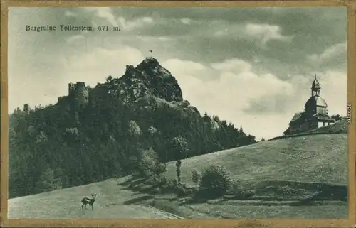 Tollenstein Sankt Georgenthal  Burgruine mit Kapelle (Goldrand) b Rumburg 1926