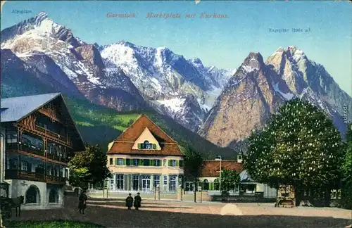 Ansichtskarte Garmisch-Partenkirchen Marktplatz - Zeichnung 1918