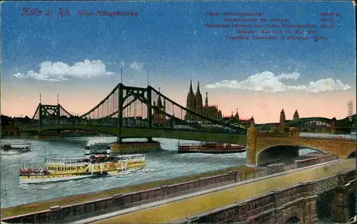 Köln Coellen | Cöln Schwebebrücke/Hängebrücke - Zeichnung 1917